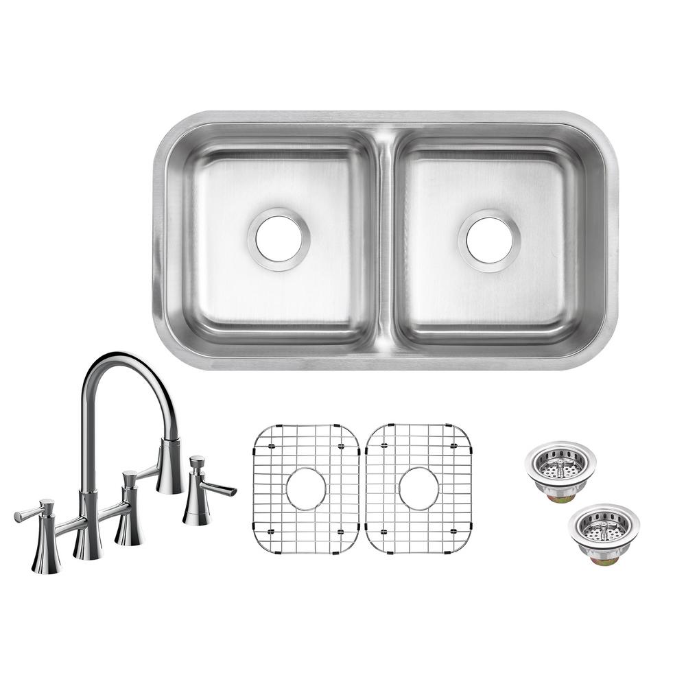 Glacier Bay All In One Undermount 16 Gauge Stainless Steel 32 In Low