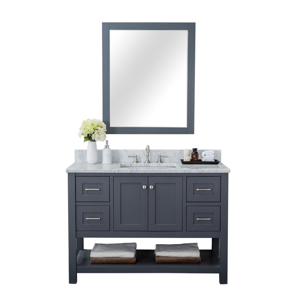 Alya Bath Wilmington 48 In W X 34 2 H 22 D Vanity Gray With Marble Top White Basin