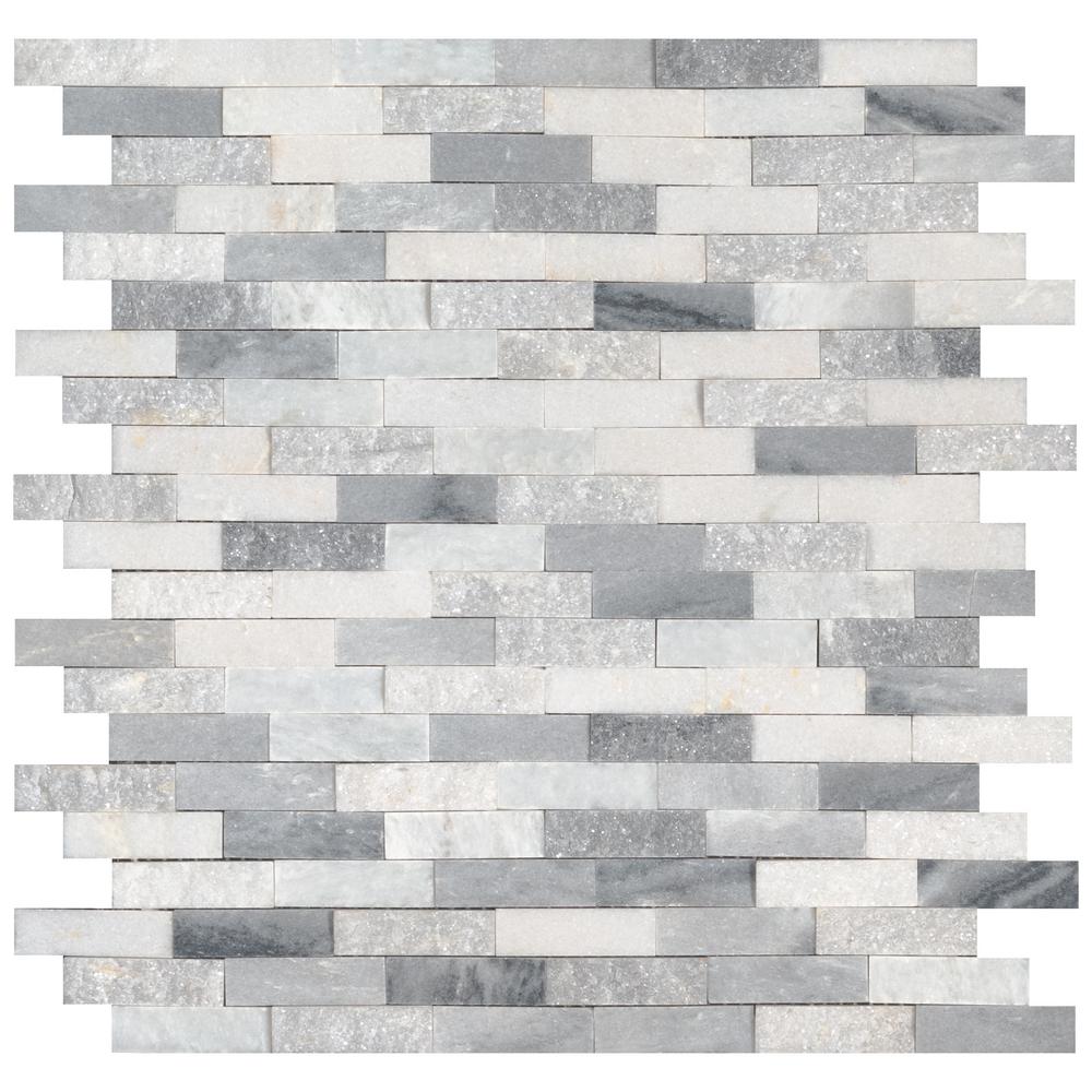 MSI Alaska Gray Split Face Peel and Stick 12 in. x 12 in. x 6mm Honed