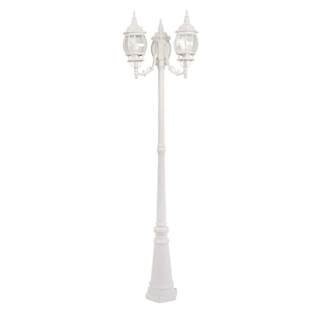 Livex Lighting 3Light Outdoor White Incandescent Post Lantern771003 The Home Depot