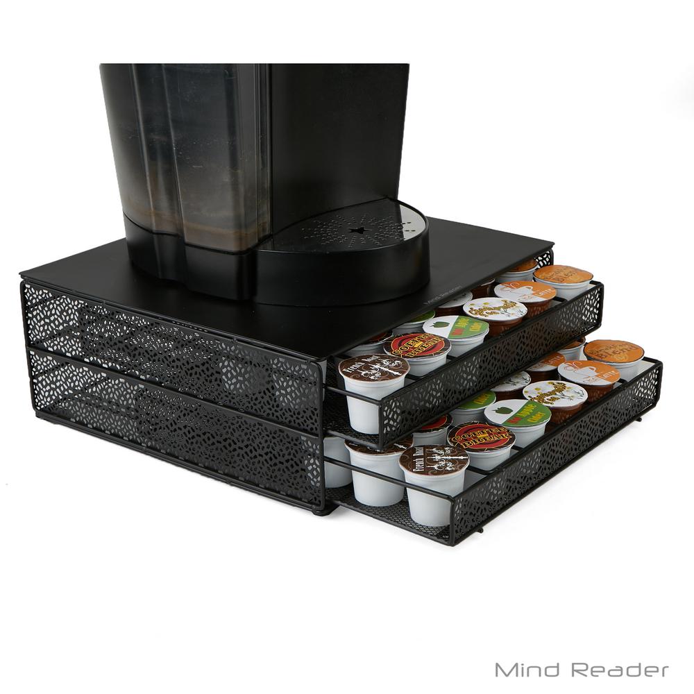 Mind Reader 72Capacity Black Double KCup Storage Tray with Flower