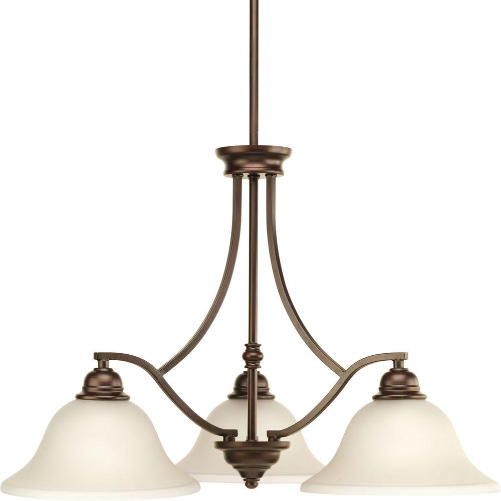 Progress Lighting Spirit Collection 3-Light Antique Bronze Progress Lighting Spirit Collection 3-Light Antique Bronze Chandelier with Light Umber Etched Glass - Progress Lighting Spirit Collection 3-Light Antique Bronze