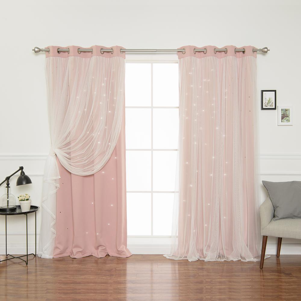 Best Home Fashion 84 in. L Dusty Pink Tulle Overlay Star Cut Out ...