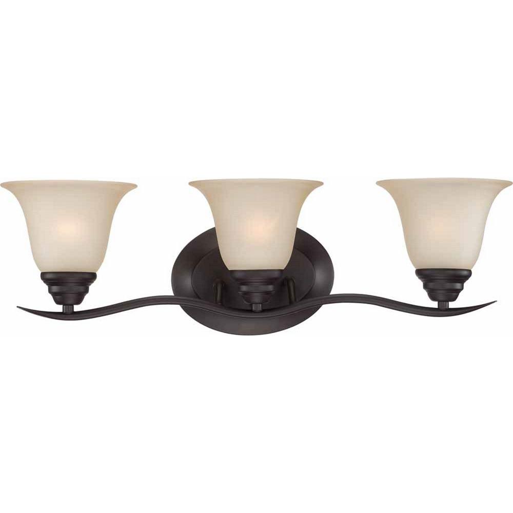 CANARM Hartley 3Light Oil Rubbed Bronze Vanity Light with Flat Opal