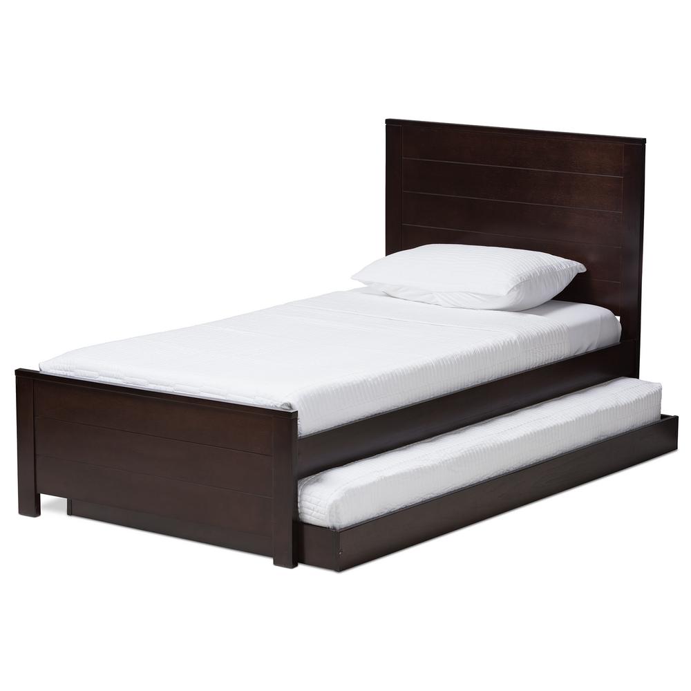 Baxton Studio Catalina Espresso Brown Twin Platform Bed with Trundle ...