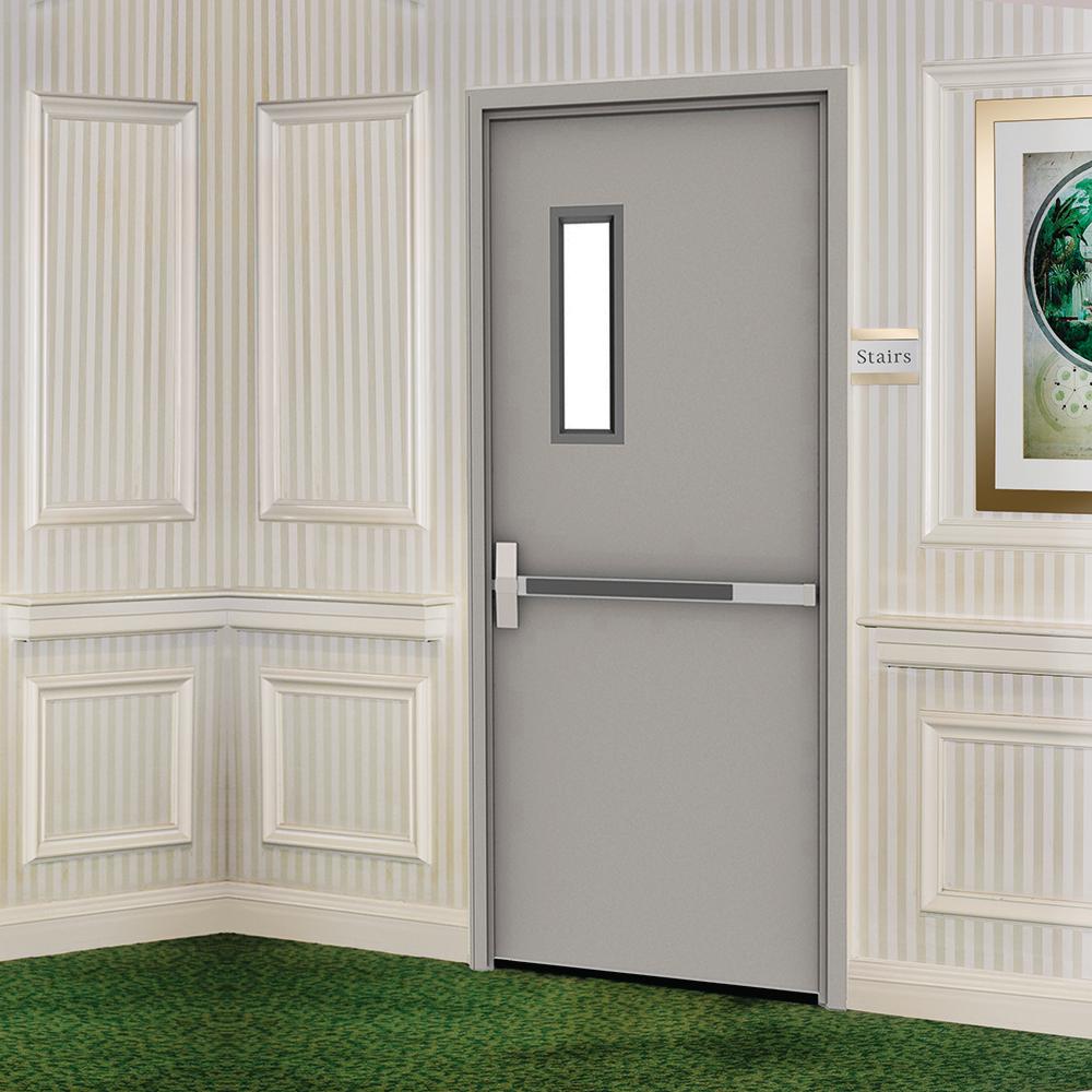 36 In X 84 In Gray Flush Exit With 5x20 Vl Right Hand Fireproof
