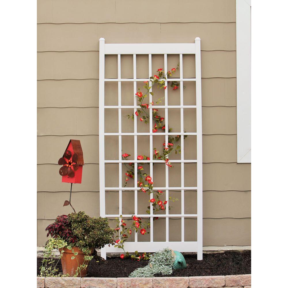 DuraTrel 76 in. x 28 in. White Vinyl PVC Cambridge Trellis11172 The