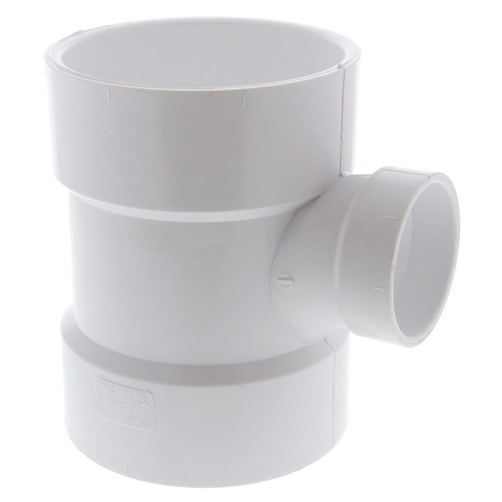 4 in. x 4 in. x 2 in. PVC DWV Hub x Hub x Hub Sanitary Tee-C4811HD442 ...