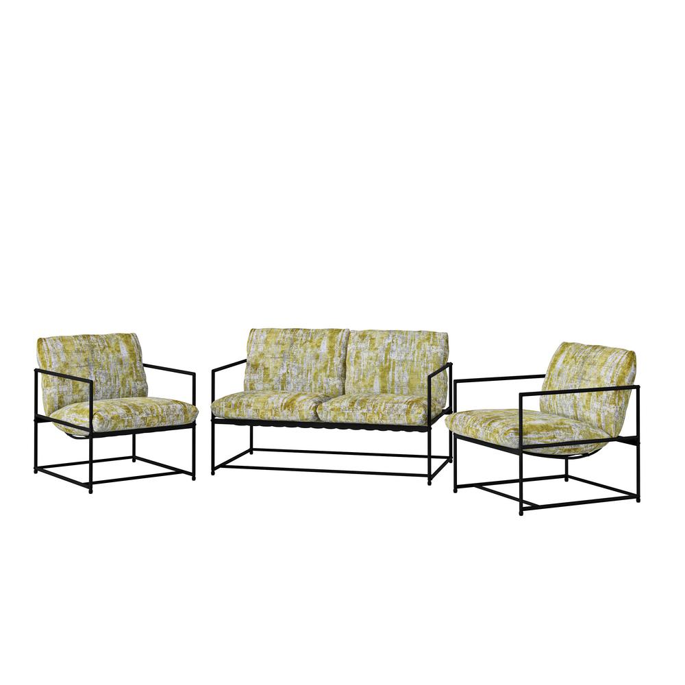 Handy Living 3Piece Metal Frame Loveseat and Armchair Set