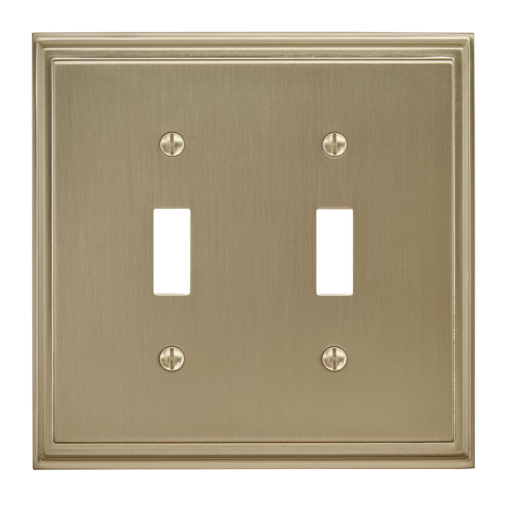Amerock Nickel 2 Gang Toggle Wall Plate 1 Pack 1906959 The Amerock Nickel 2 Gang Toggle Wall Plate