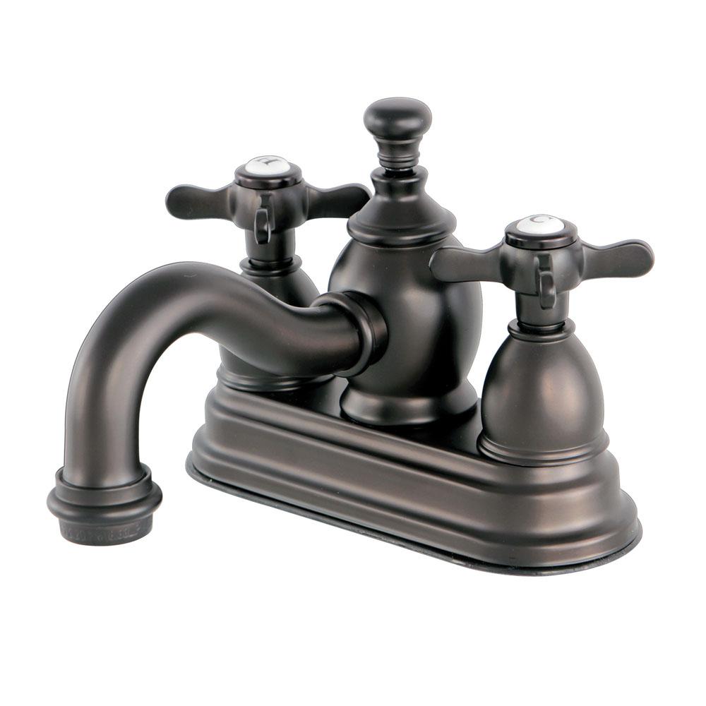 Kingston Brass French Cross 4 In Centerset 2 Handle Mid Arc Bathroom Faucet In Oil Rubbed Bronze