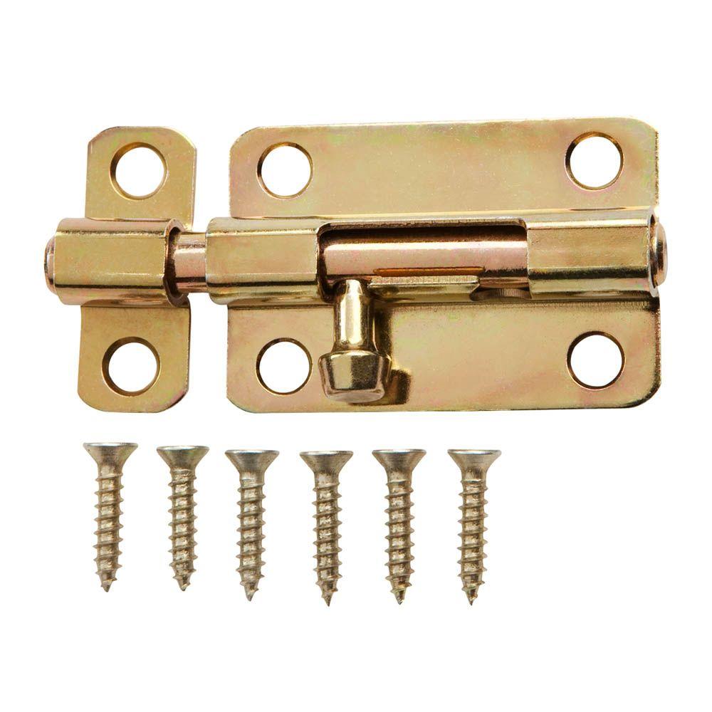 Everbilt 3 In. Satin Brass Barrel Bolt-15138 - The Home Depot