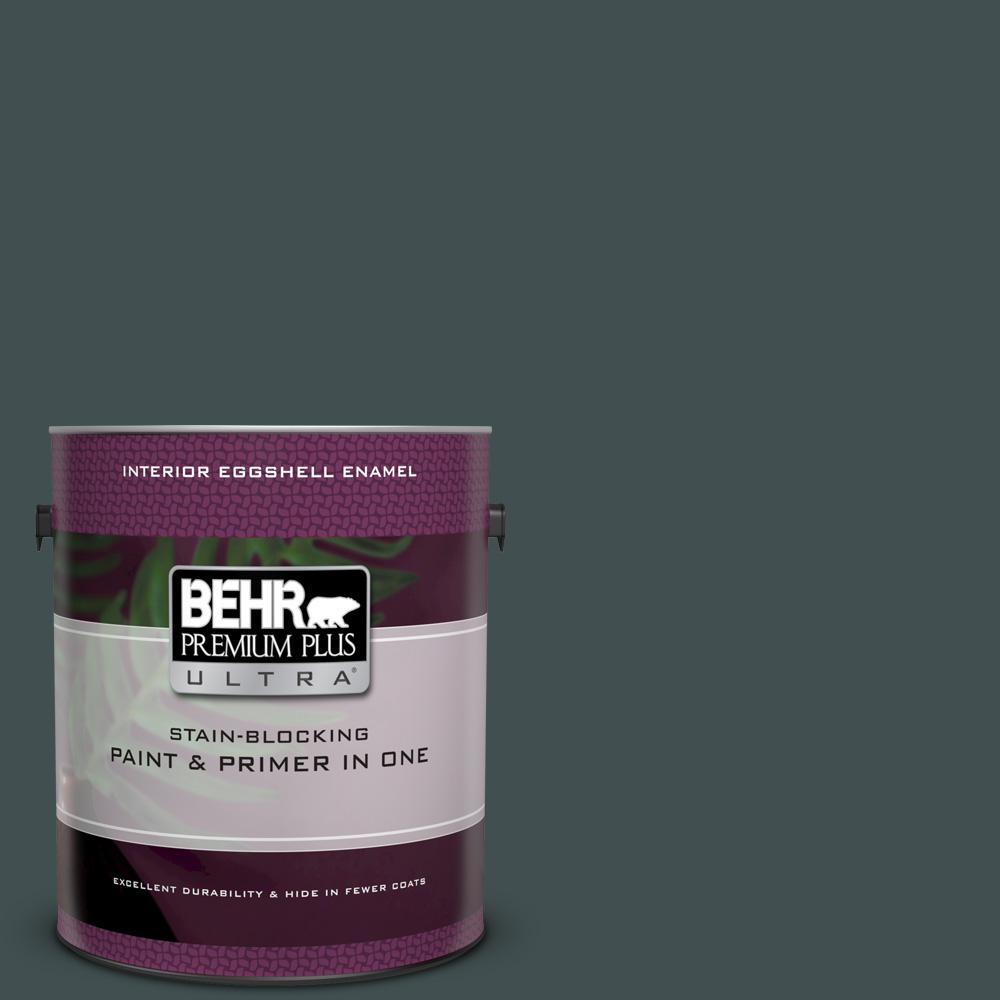 BEHR Premium Plus Ultra 1 gal. MQ644 Black Evergreen Eggshell Enamel