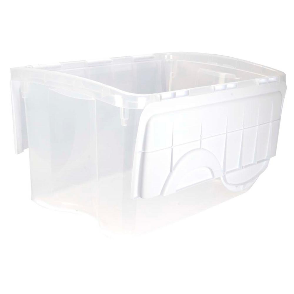 Sterilite 1914 Single 48 Quart Clear Base Hinged Lid Storage Box Tote ...