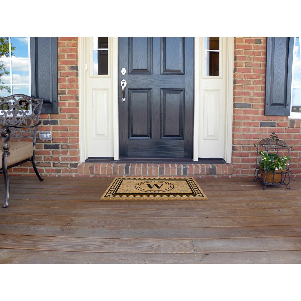 Nedia Home Super Scraper Bungalow Vinyl Coir Doormat Monogrammed I 18 x 30