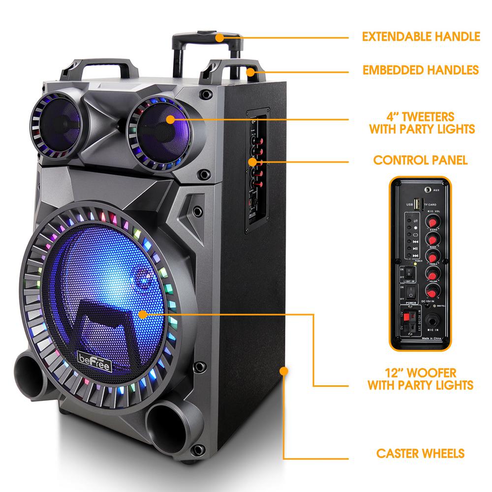 befree sound bluetooth rechargeable party speaker with illuminating lights