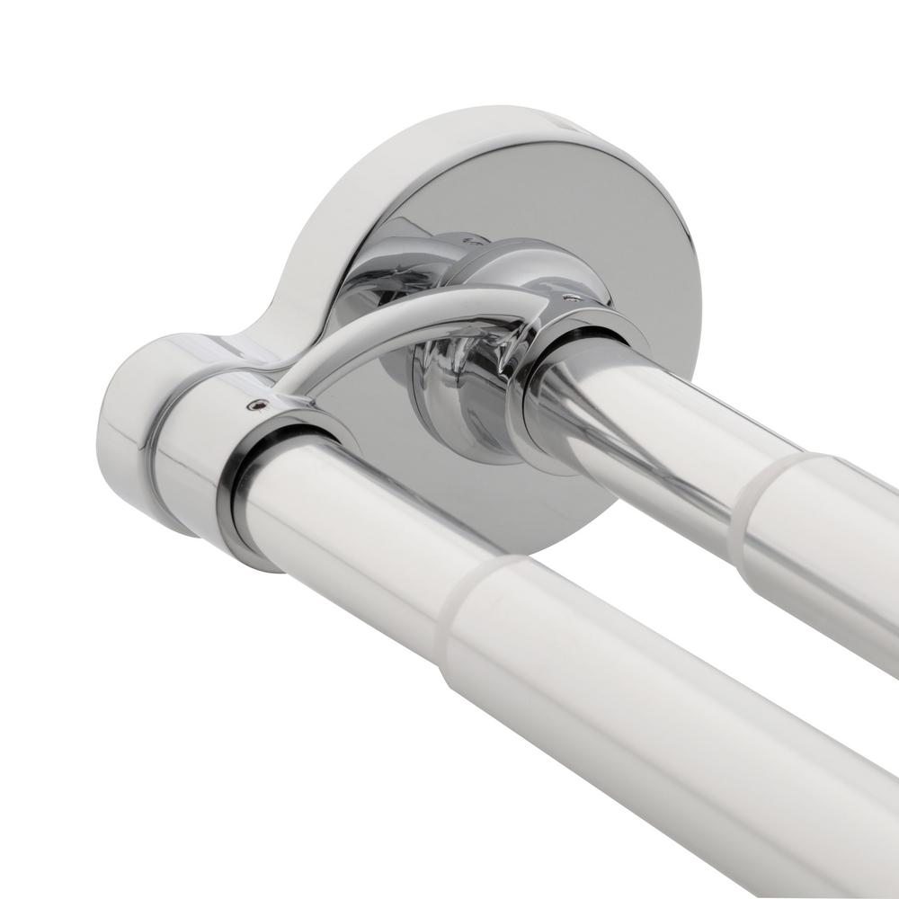 Bathroom Shower curtain Rod W/ Towel Hanger Adjustable Tension Straight