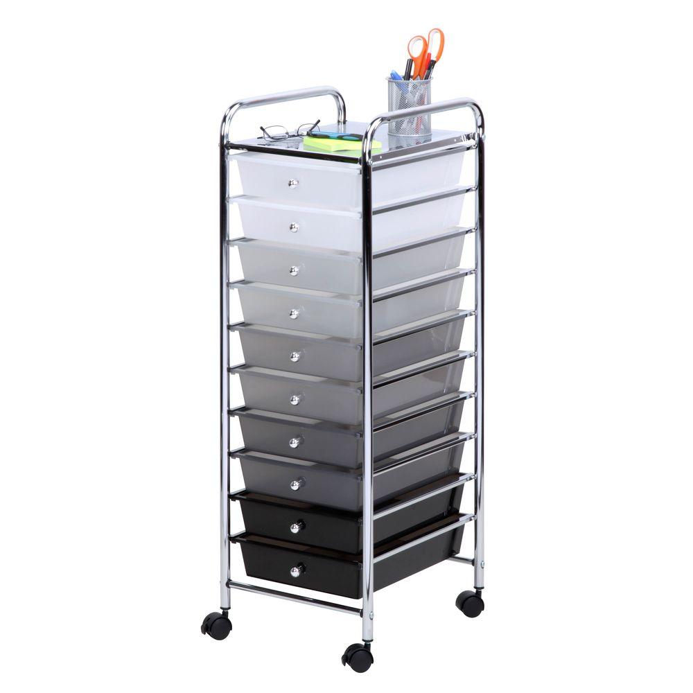 Honey Can Do 10 Drawer Rolling Storage Cart Shaded Crt 05255