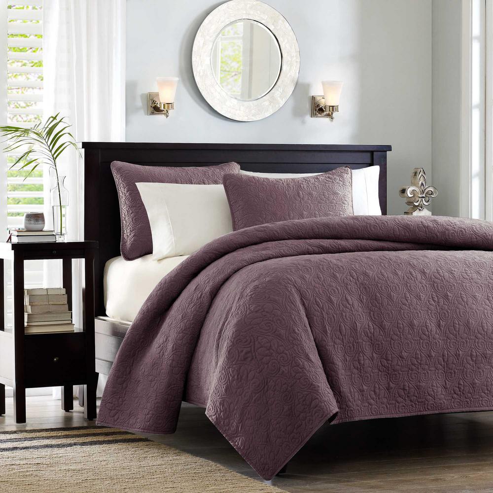 Madison Park Mansfield 3 Piece Purple King Cal King Coverlet Set