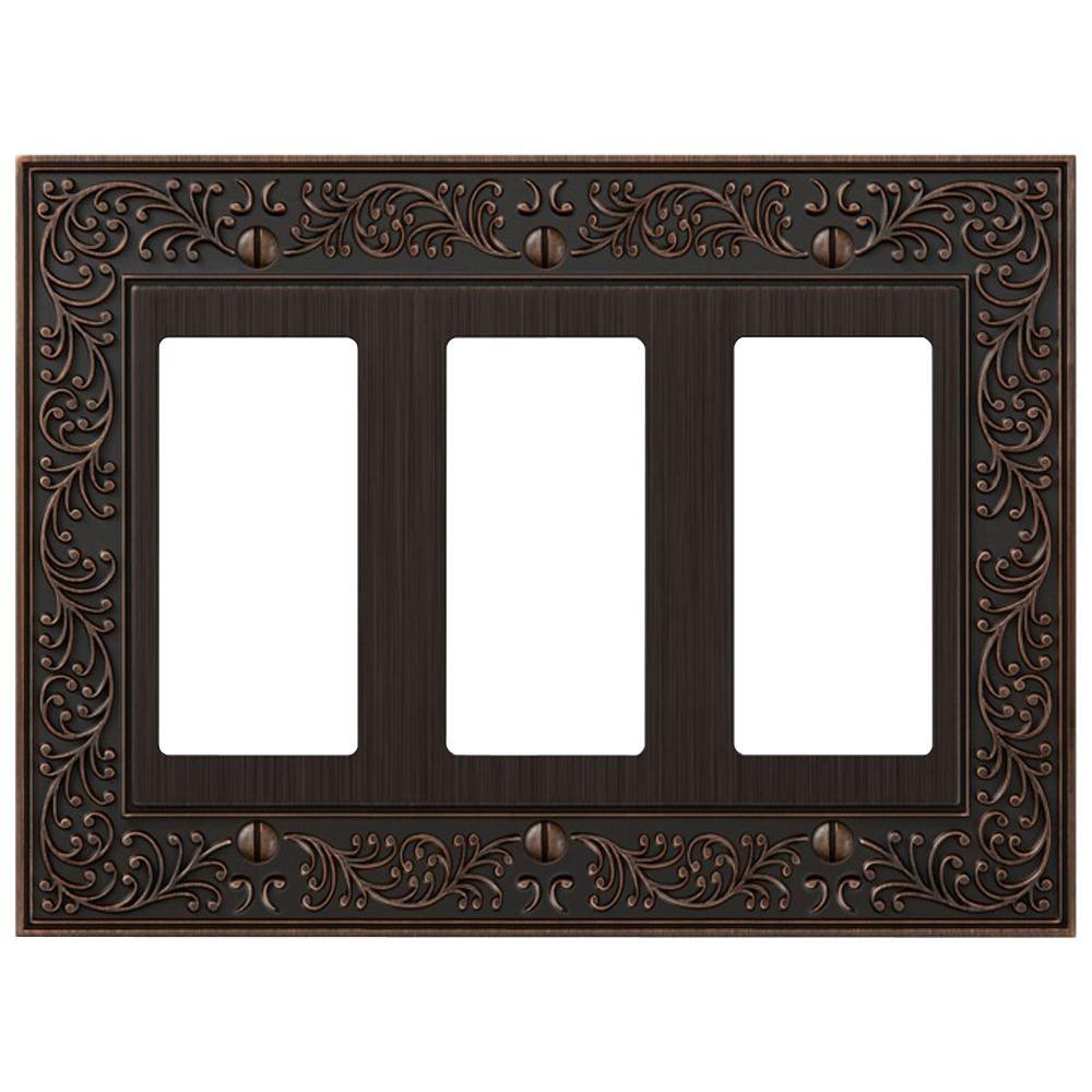 Amerelle English Garden 3 Decora Wall Plate - Aged Bronze by Amerelle