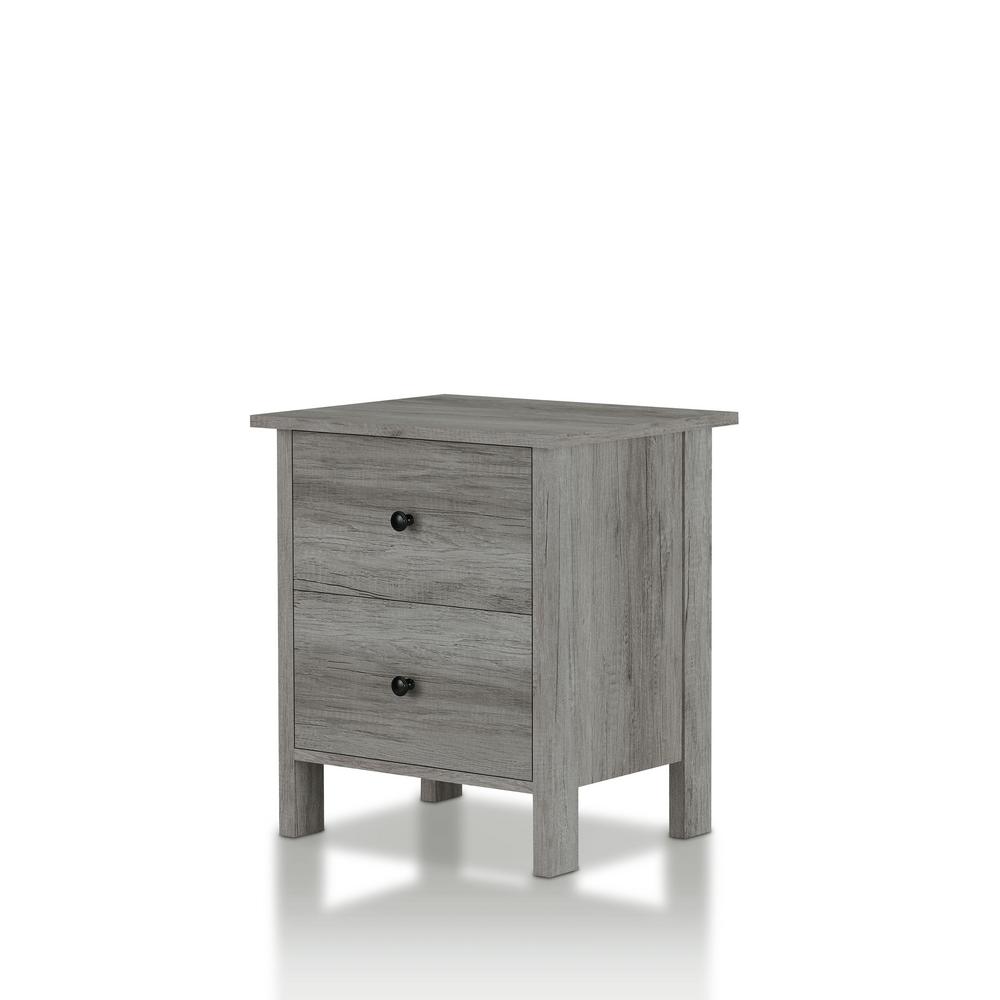 Furniture Of America Aylin 2 Drawer Vintage Gray Nightstand Ynj 19602c35 S The Home Depot