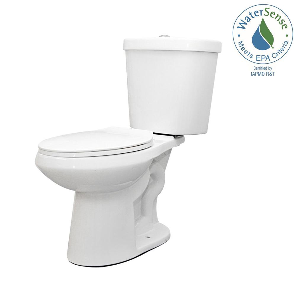 Glacier Bay 2-piece 1.1 GPF/1.6 GPF Dual Flush Round Toilet in White