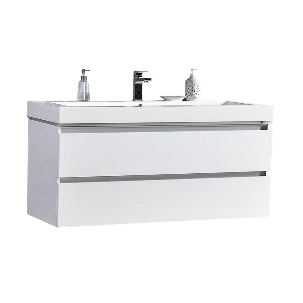 Mtd Vanities Maui 48 In W X 18 5 D Led Illuminated Bathroom Vanity White With Acrylic Top Basin