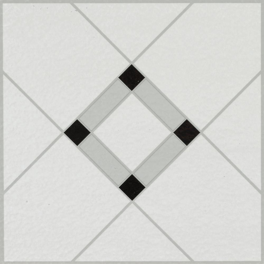Lattice Lane Black White 12 In X Residential L And Stick Vinyl Tile Flooring 45 Sq Ft Case