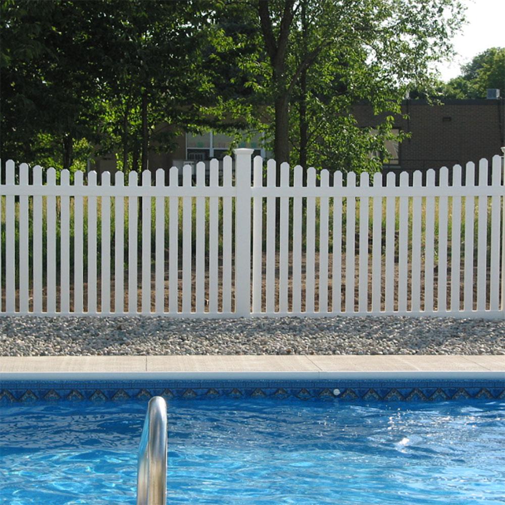 Weatherables Richmond 3 Ft H X 8 Ft W White Vinyl Picket Fence Panel Kit Pwpi 3nrsc 3x8 The Home Depot