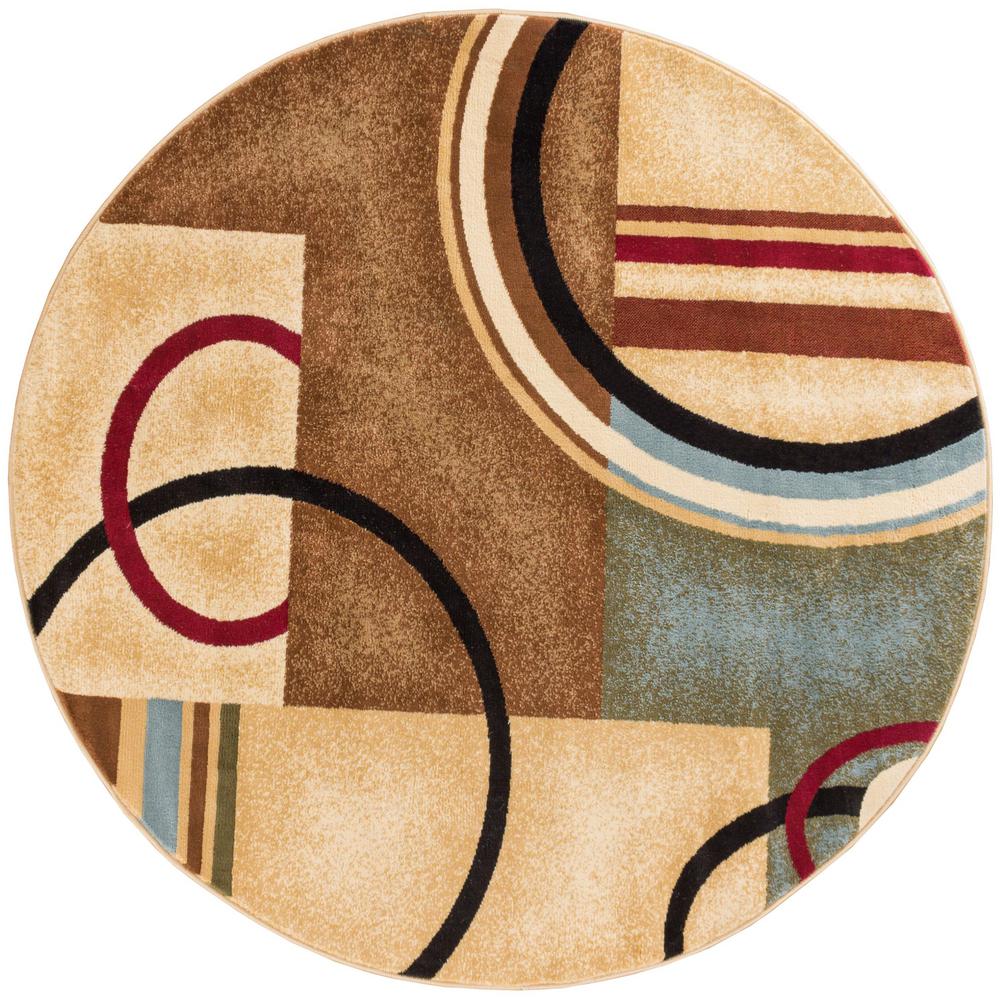 Well Woven Barclay Arcs And Shapes Ivory 5 Ft Modern Geometric Round Area Rug