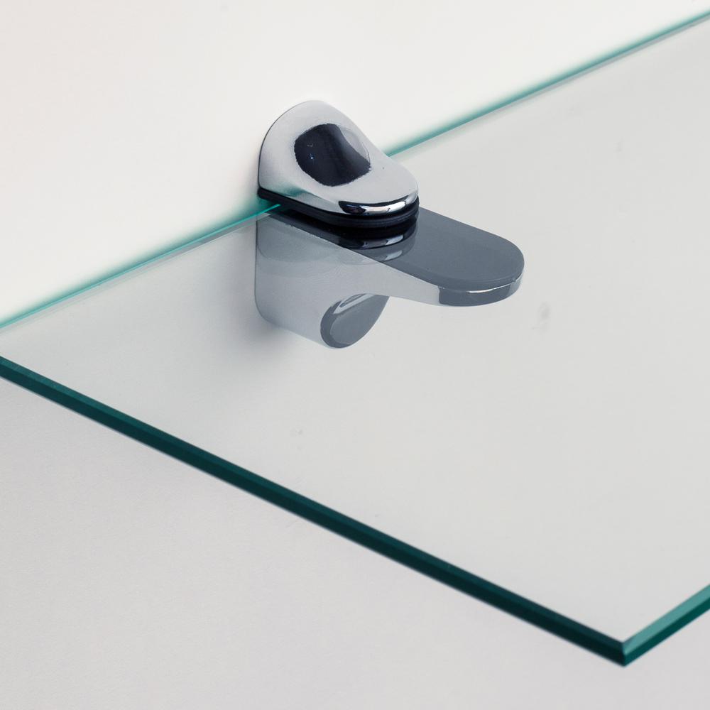 Danya B Pristine 24 In W X 6 In D Clear Glass Floating Shelf With Chrome Brackets Wl6015c The Home Depot