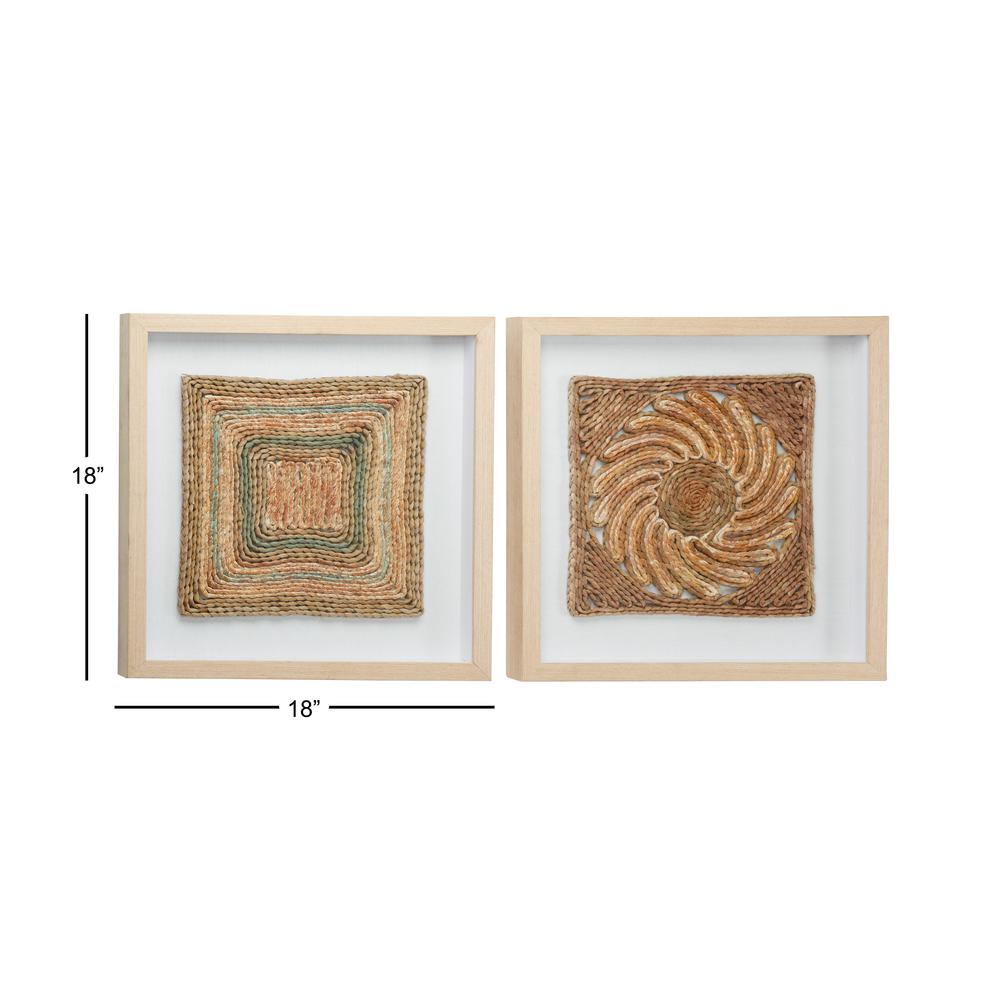Abstract Earth Tone Rope And Wood Wall Art Set Of 2 Abstract Earth Tone Rope And Wood Wall Art Set Of 2