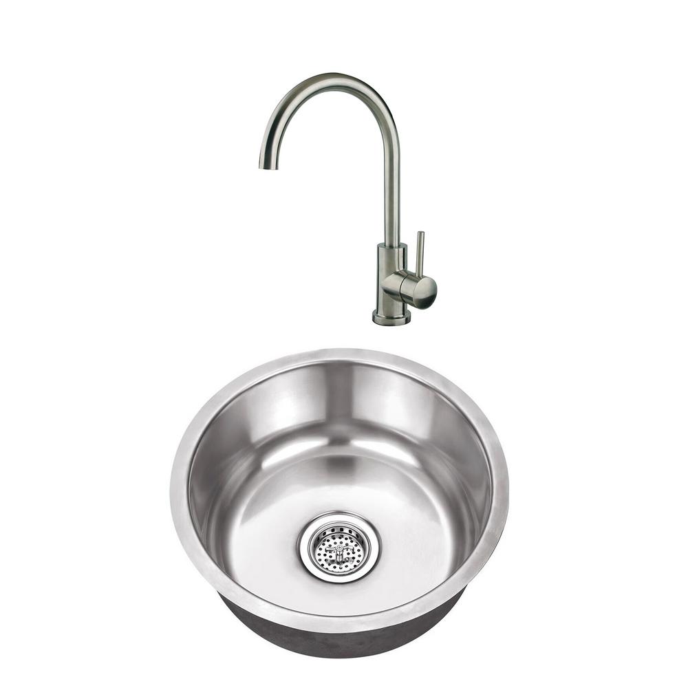 Cahaba Undermount Stainless Steel 17-1/8 in. Round Single Bowl Bar Sink ...