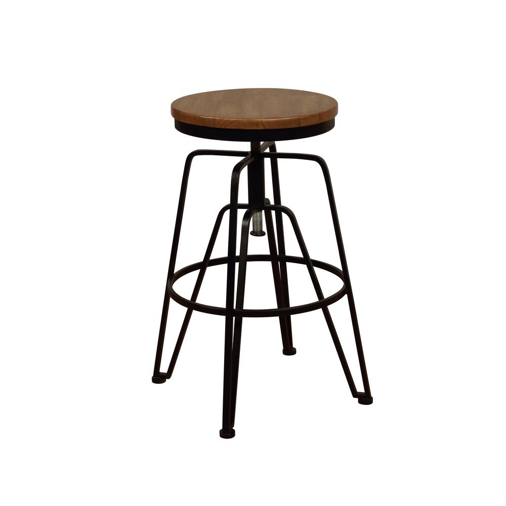 Linon Home Decor Linon Haley Black Metal and Wood Adjustable Stool