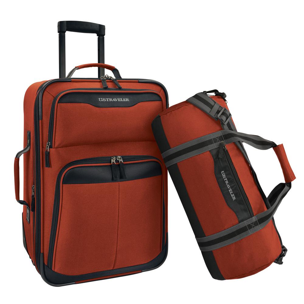 U S Traveler 2 Piece Salmon Carry On Rolling Upright And Duffel Bag U S Traveler 2 Piece Salmon Carry On Rolling Upright And Duffel Bag Luggage Set