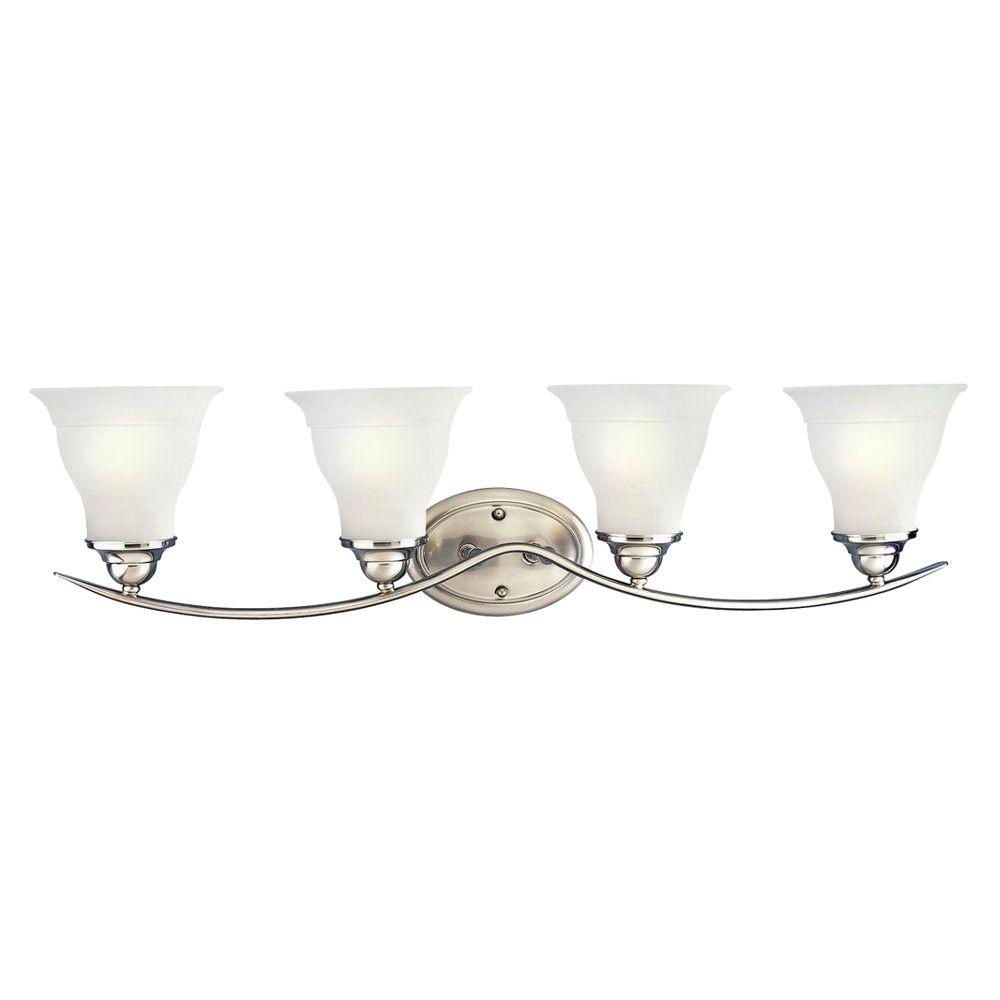 Trinity 33 25 In 4 Light Brushed Nickel Bathroom Vanity With Glass Shades