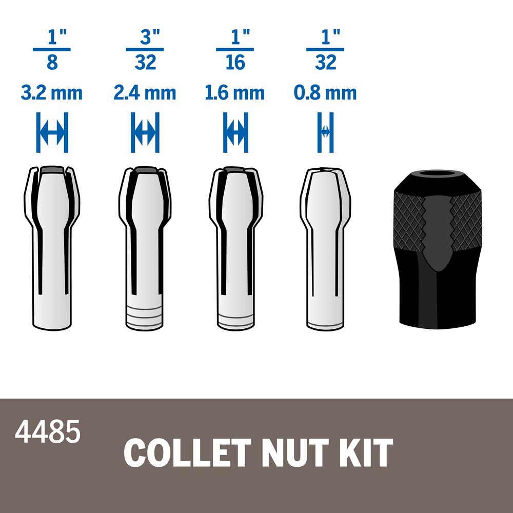 Dremel Rotary Tool Quick Change Collet Nuts 5 Piece 4485 The Home Depot