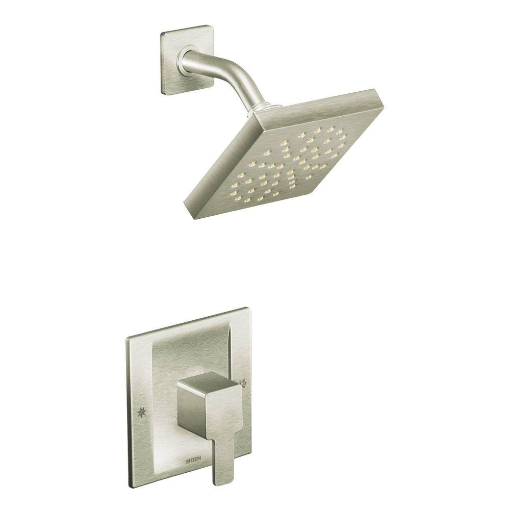 Moen 90 Degree Posi Temp Single Handle 1 Spray Shower Faucet Trim Kit In Brushed Nickel Valve 