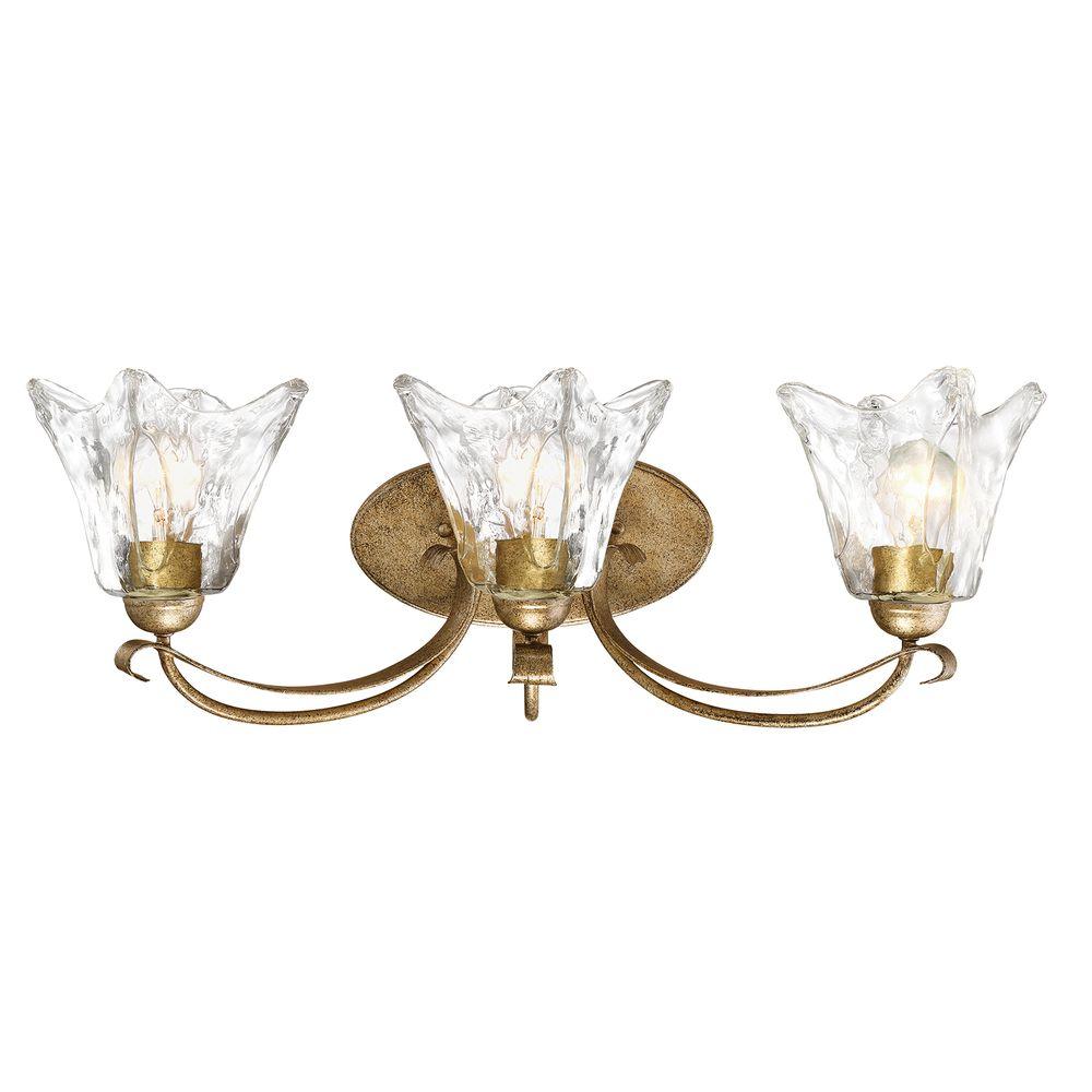 vanity gold light lighting clear chatsworth lights glass vg millennium fluted shades wide three number homedepot bellacor