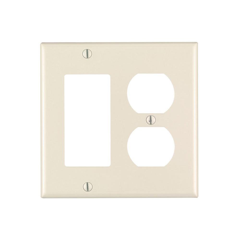 Thermoset 25 Pack Leviton 80605-T 2-Gang 1-Toggle 1-Decora//GFCI Device Combination Wallplate Light Almond Midway Size Device Mount
