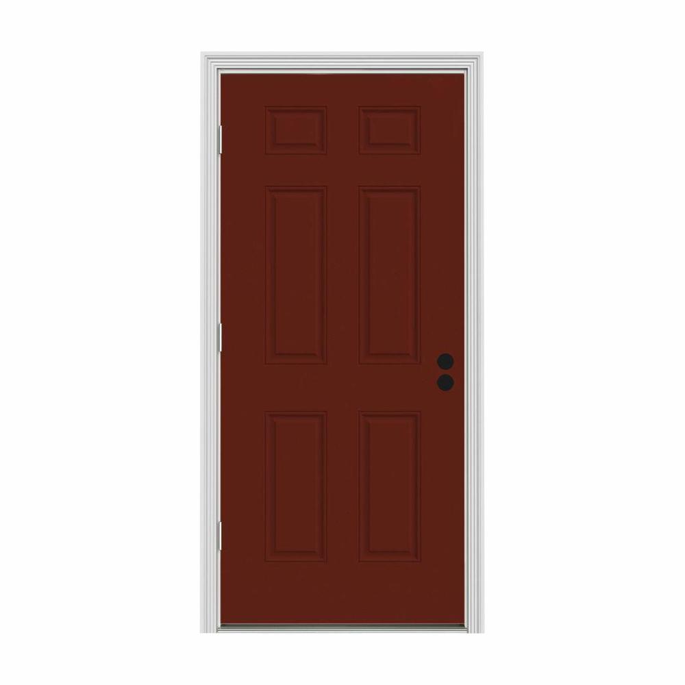 Jeld Wen 36 In X 80 In 6 Panel Mesa Red Painted Steel Prehung