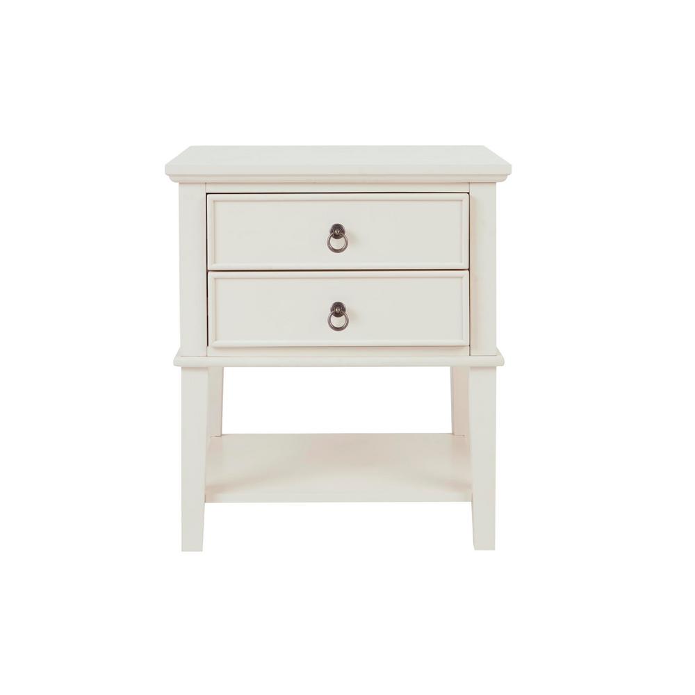 Stylewell Grantley 2 Drawer Ivory Wood Nightstand 22 In W X 25 2