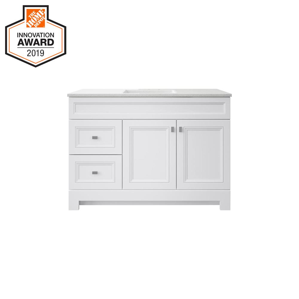 Sedgewood 48 1 2 In W Bath Vanity White With Solid Surface Technology Top Arctic Sink