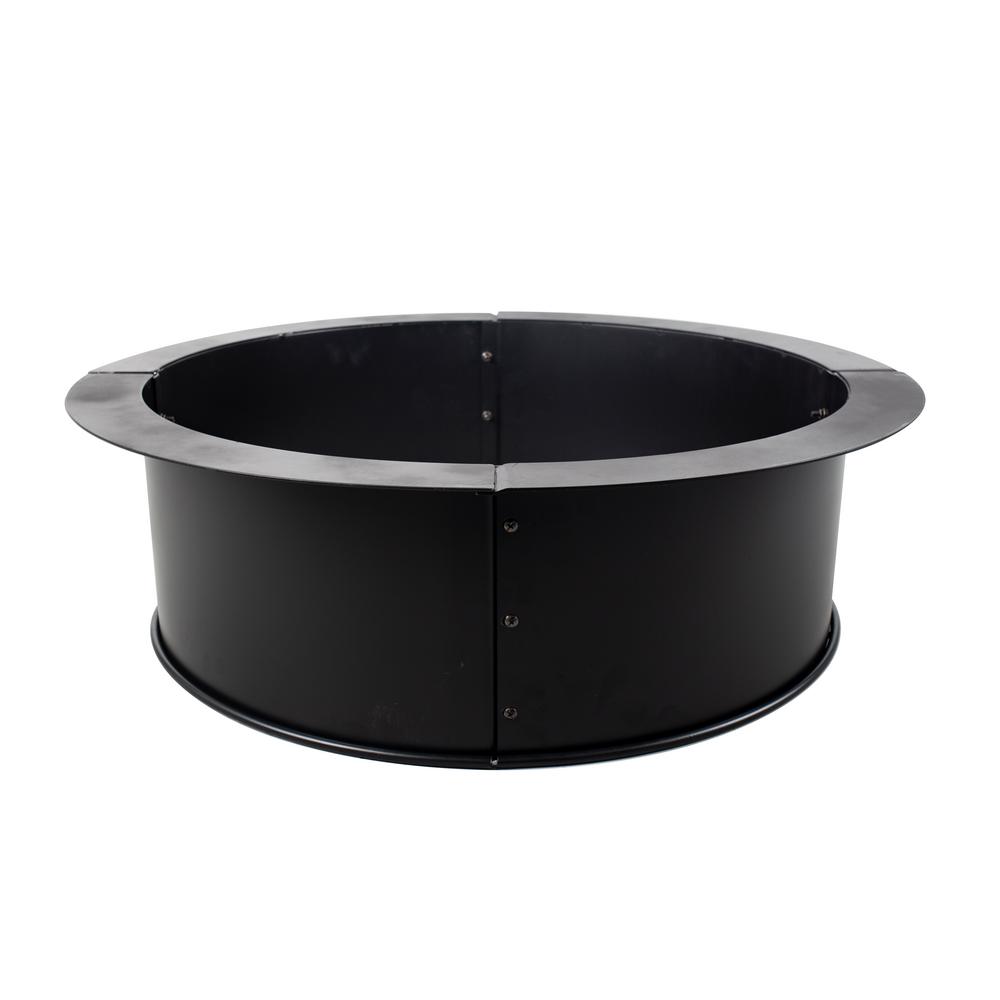 Pleasant Hearth 34 In X 10 In Round Solid Steel Wood Fire Ring In Black Ofw419fr The Home Depot