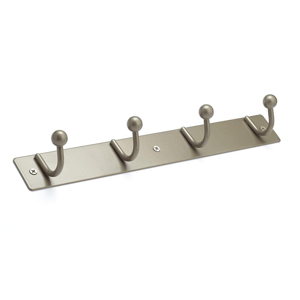 Richelieu Hardware Utility Style Hook Rack 12 in. Matte Nickel Metal
