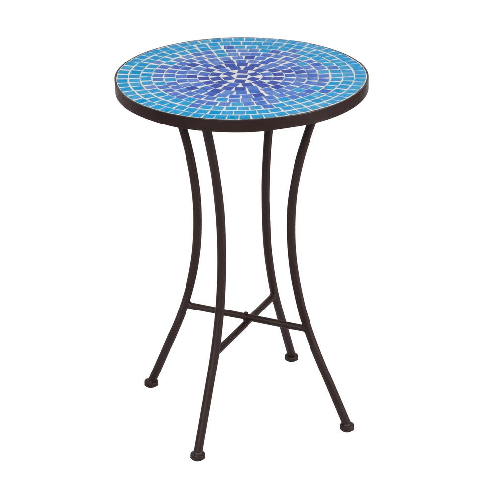 S Dente Mar Mosaic Metal Outdoor Side Table Omt001 The Home Depot