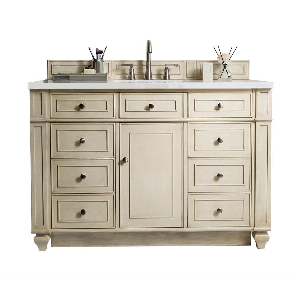 James Martin Signature Vanities Bristol 48 In W Single Vanity W Single Vanity In Vintage Vanilla With Quartz Top White Basin