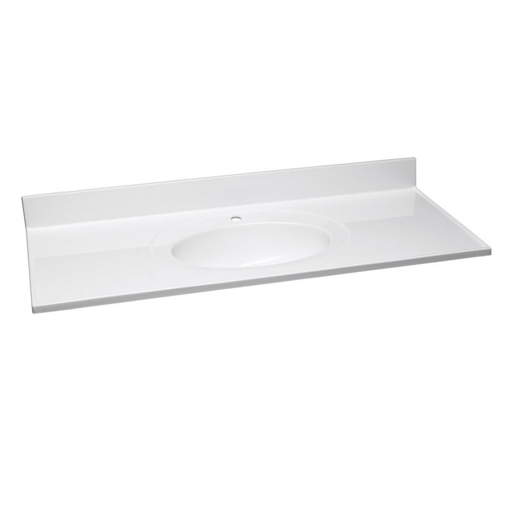 Design House 49 in. x 22 in. Single Faucet Hole Cultured Marble Vanity Top in Solid White with