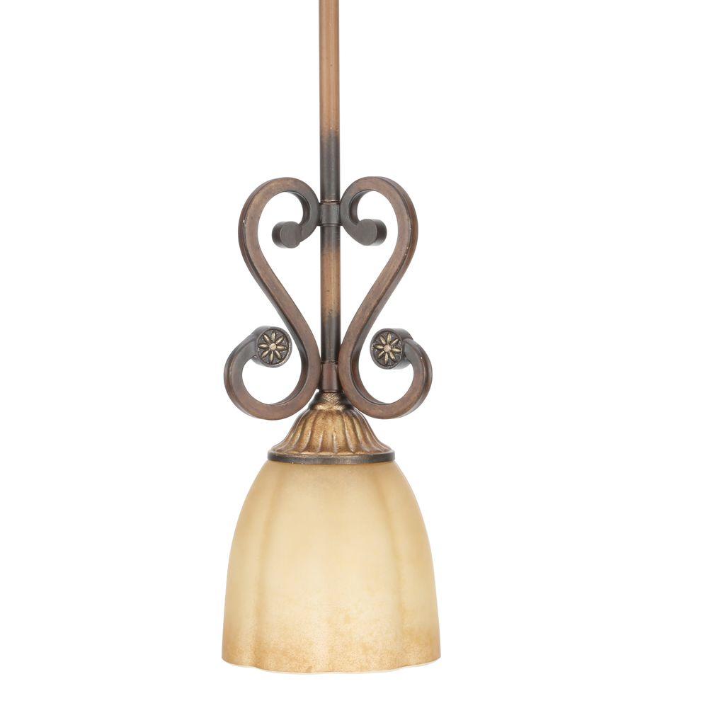 Hampton Bay Chateau Deville 1 Light Walnut Mini Pendant With Champagne Glass Shades The Home Depot