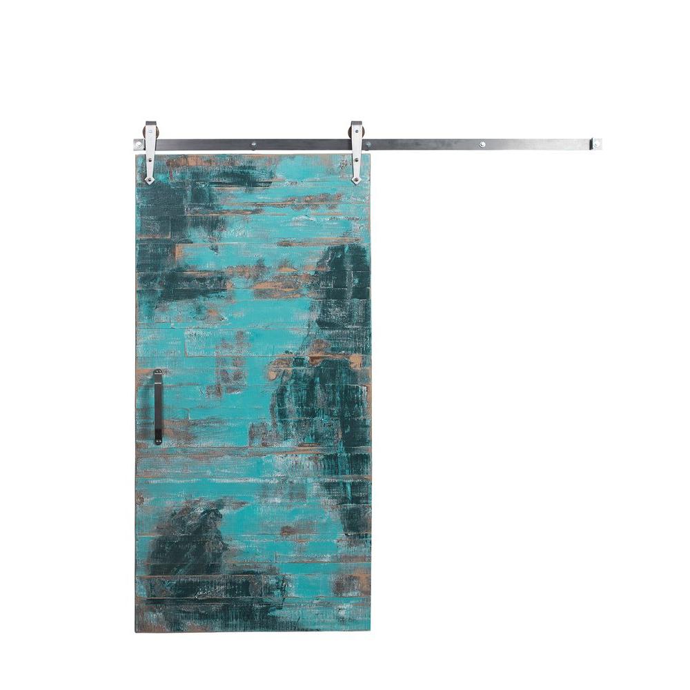 Rustica Hardware 36 inch x 84 inch Rustica Reclaimed Aqua Wood Barn Door with... by Rustica Hardware